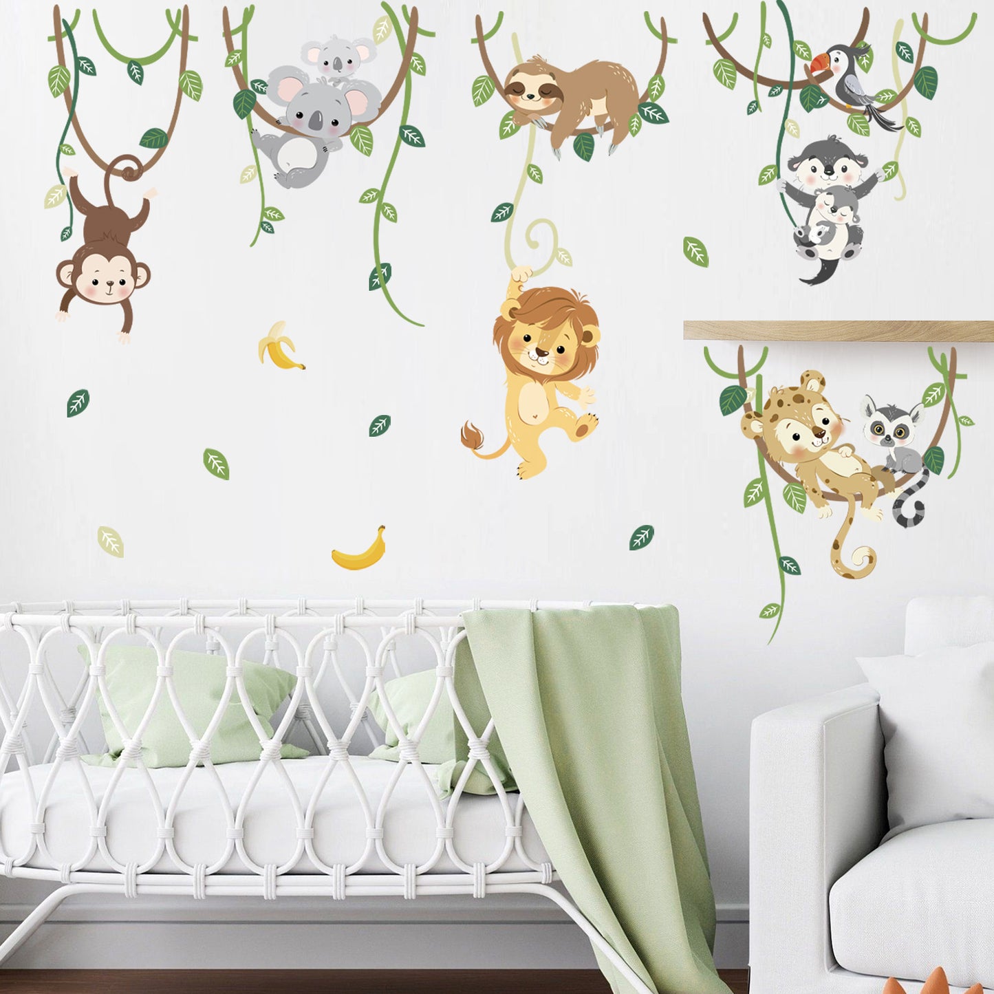 decalmile Jungle Animals Safari Wall Decals Lion Monkey Koala Wall Stickers
