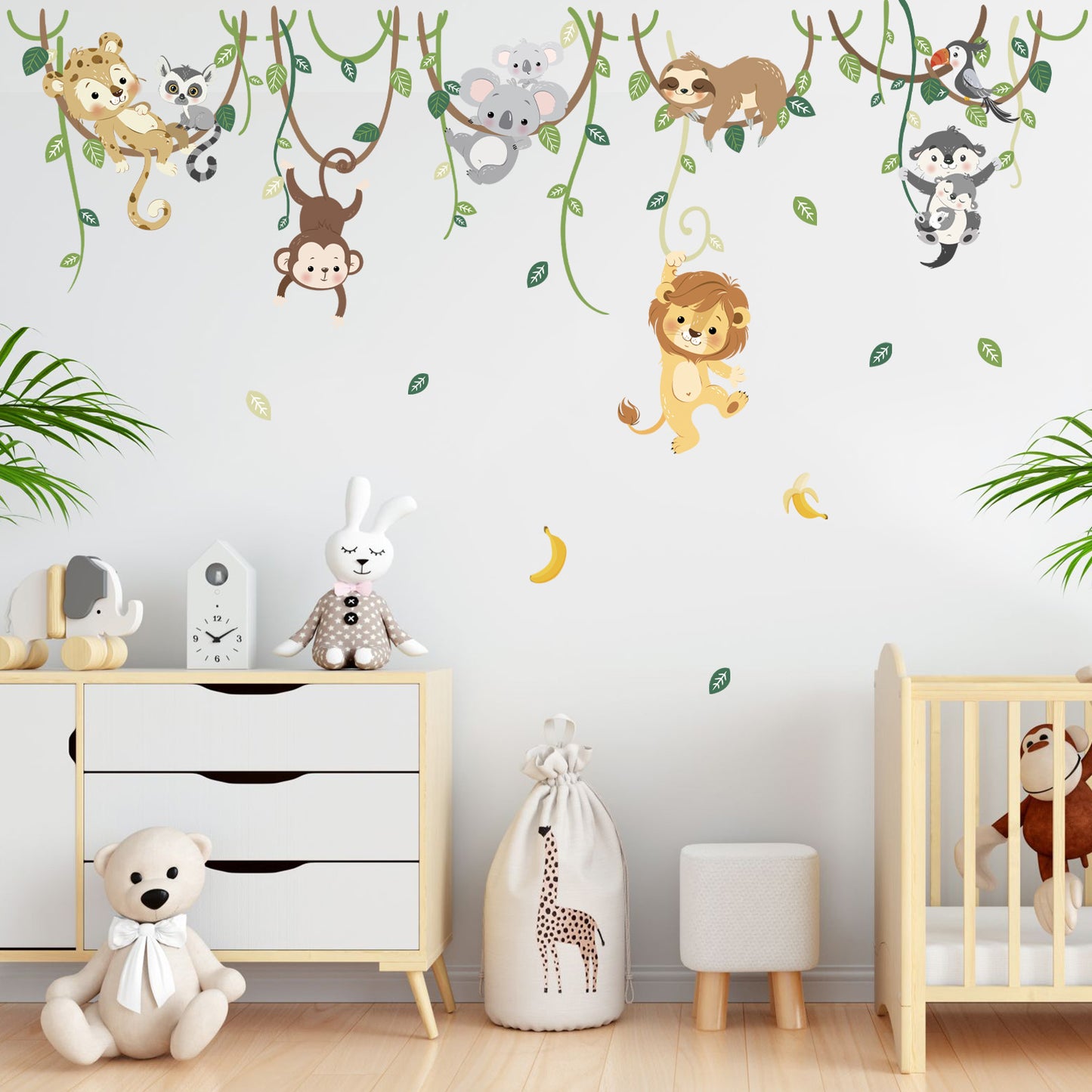 decalmile Jungle Animals Safari Wall Decals Lion Monkey Koala Wall Stickers