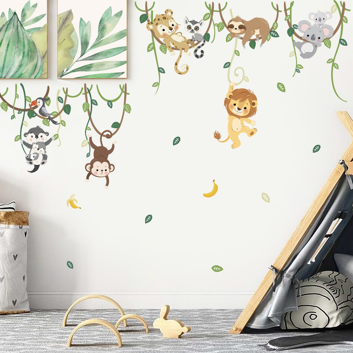 decalmile Jungle Animals Safari Wall Decals Lion Monkey Koala Wall Stickers