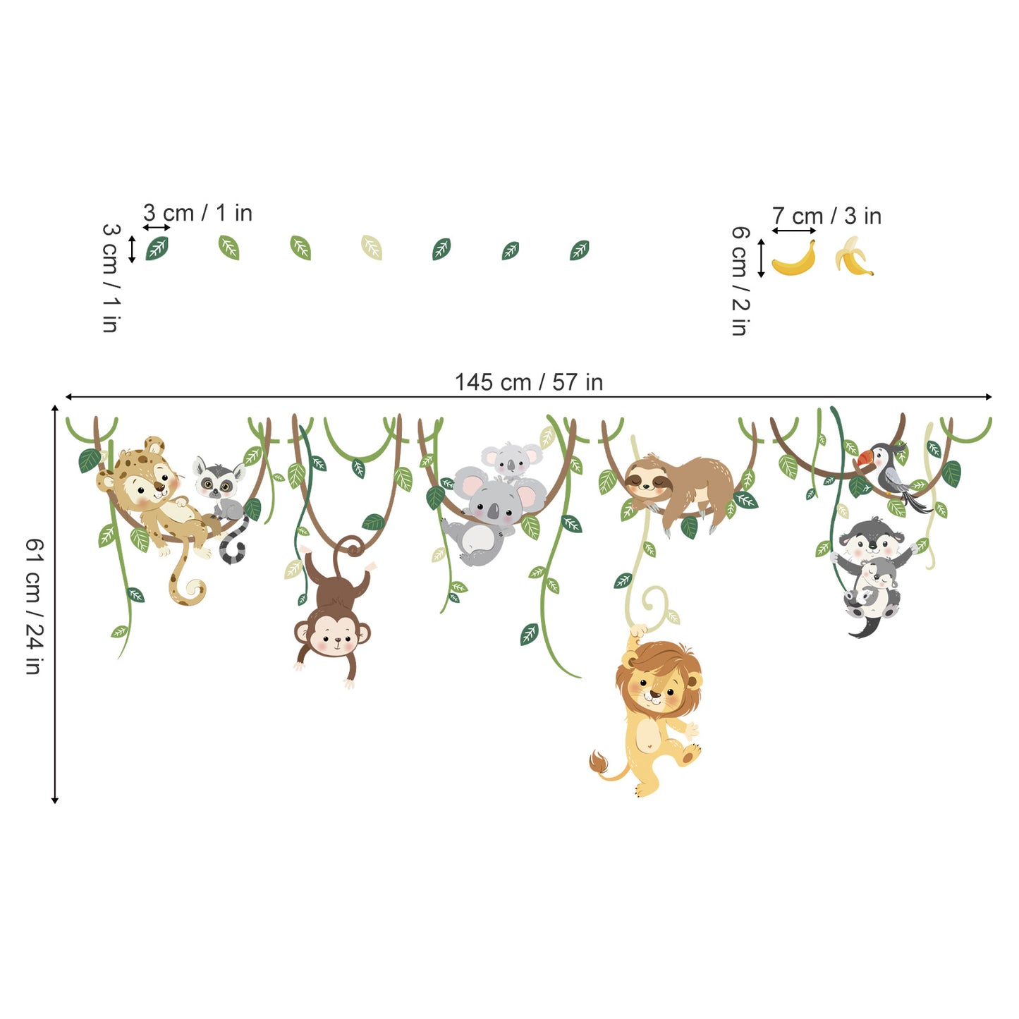decalmile Jungle Animals Safari Wall Decals Lion Monkey Koala Wall Stickers