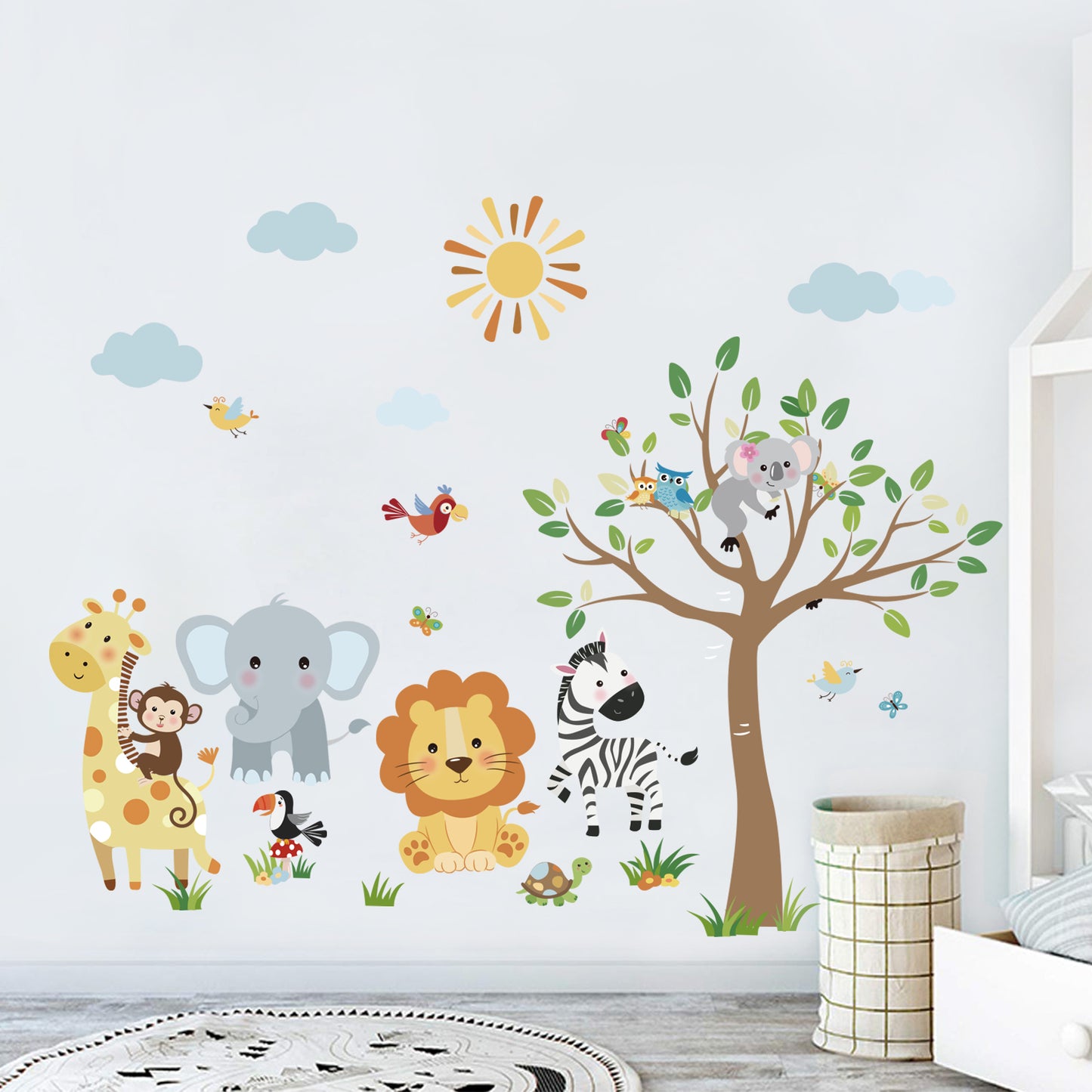 decalmile Forest Baby Animals Wall Decals Elephant Lion Giraffe Wall Stickers