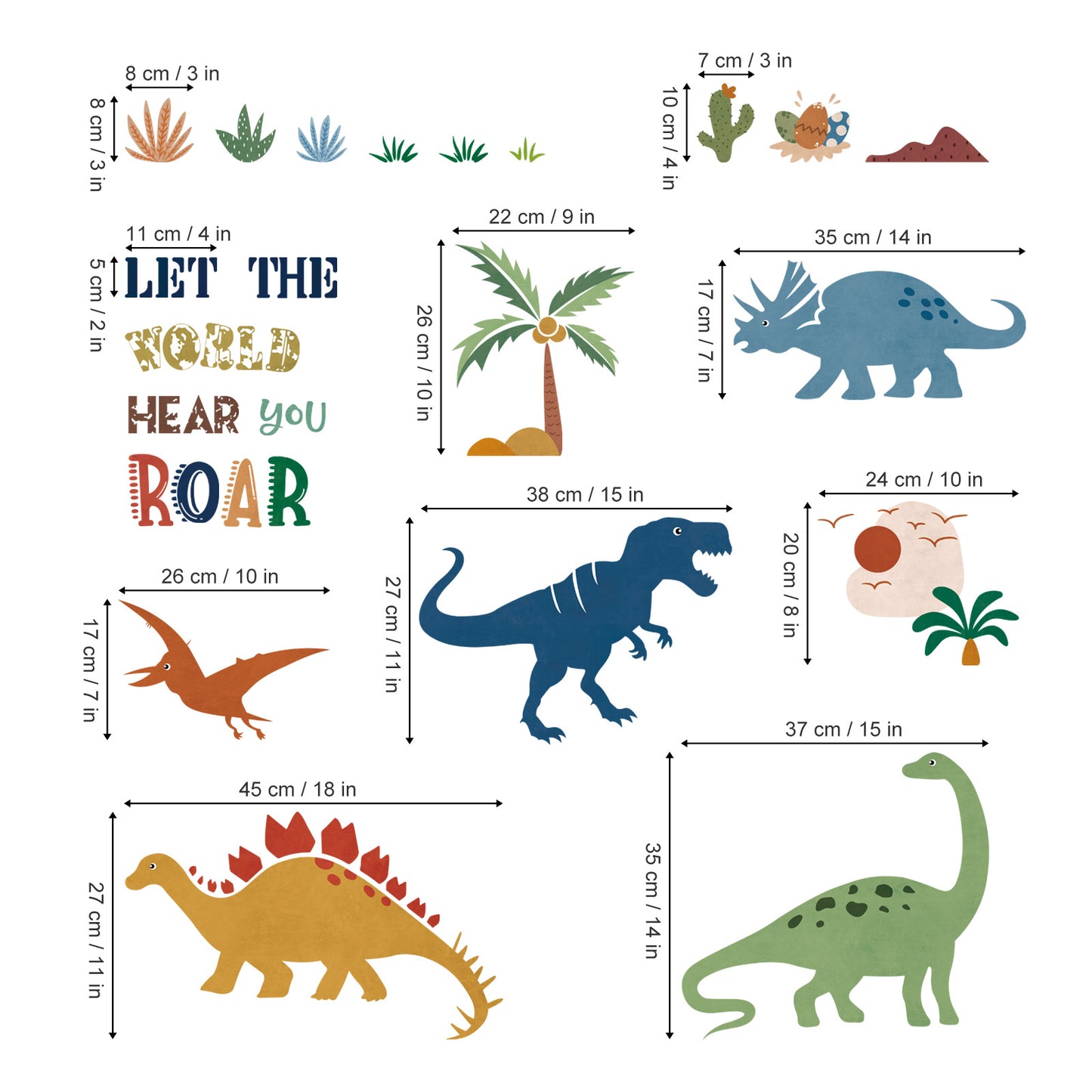decalmile Boho Dinosaur Wall Decals Dino Palm Tree Wall Stickers
