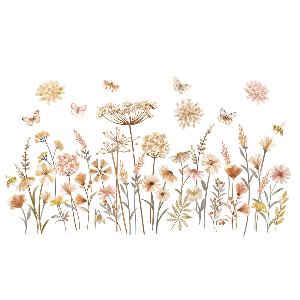 decalmile Boho Flower Wall Decals Wildflower Floral Dandelion Grass Wa ...