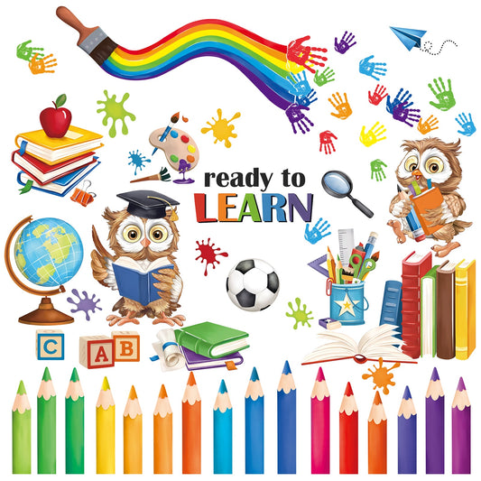decalmile Inspirational Quotes Window Clings Back to School Kids Reading Books Rainbow Anti-Collision Window Decals
