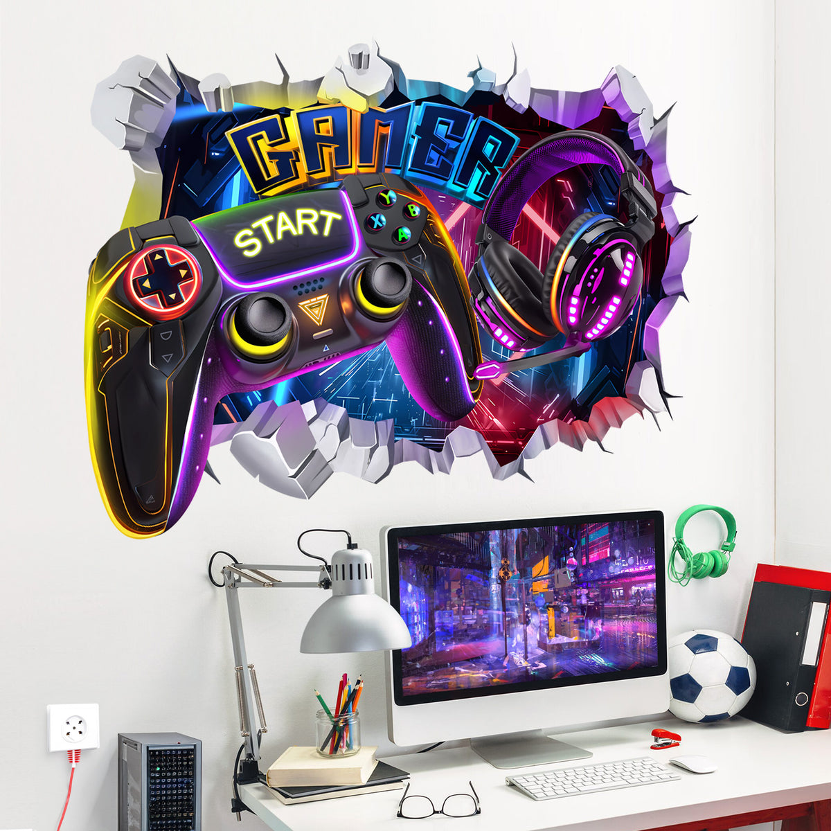 Game Engine Decals decalmile Large 3D Game Wall Decals Gamer Controller Video Gaming Joys ...