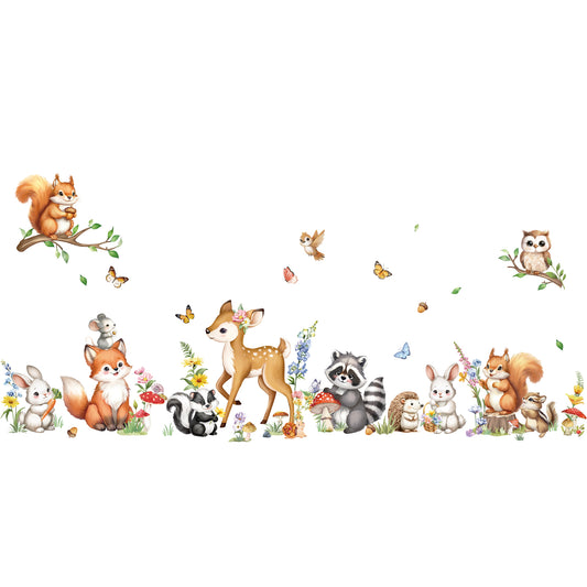 decalmile Woodland Animals Double Sided Window Clings Forest Animal Deer Fox Squirrel Raccoon Anti-Collision Window Decals