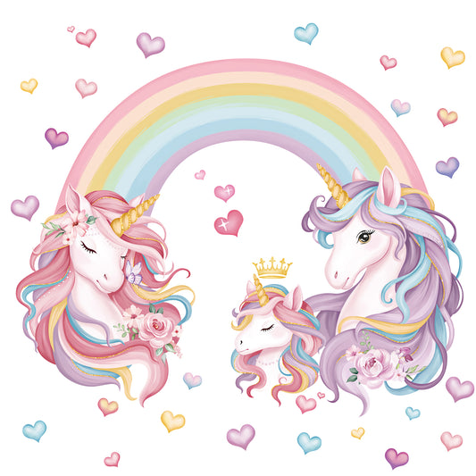 decalmile Unicorn Rainbow Wall Decals Baby Unicorn Hearts Wall Stickers