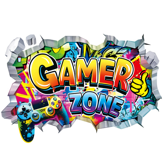 decalmile Large 3D Gamer Zone Wall Decals Gamer Controller Gaming Wall Stickers