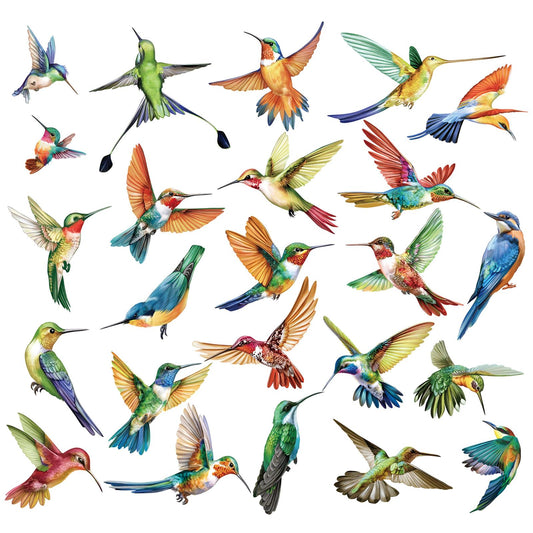 decalmile 25 pcs Hummingbird Double Sided Window Clings Spring Summer Bird Alert Anti-Collision Window Decals