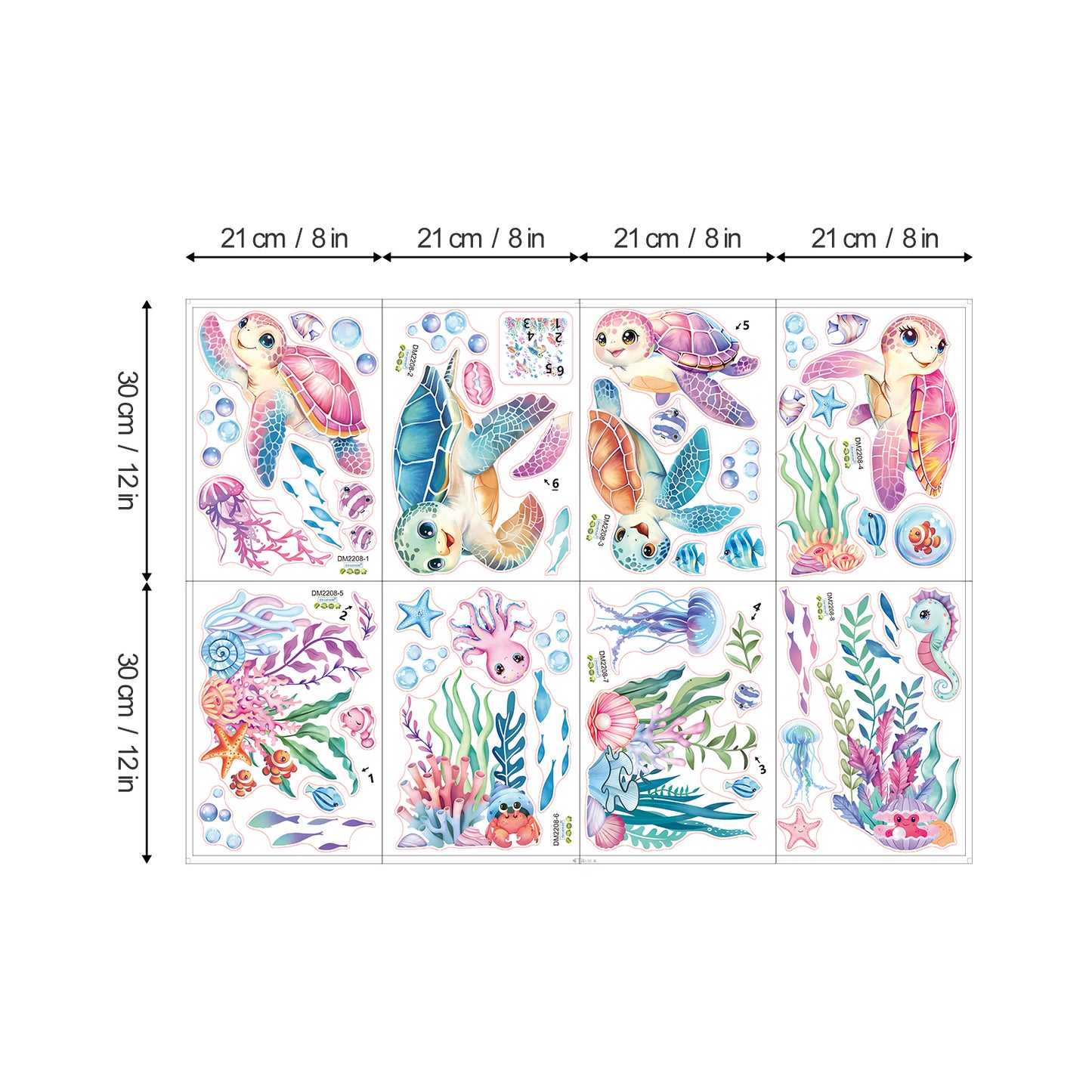 decalmile Sea Turtles Ocean Wall Decals Under The Sea Coral Seaweed Jellyfish Wall Stickers