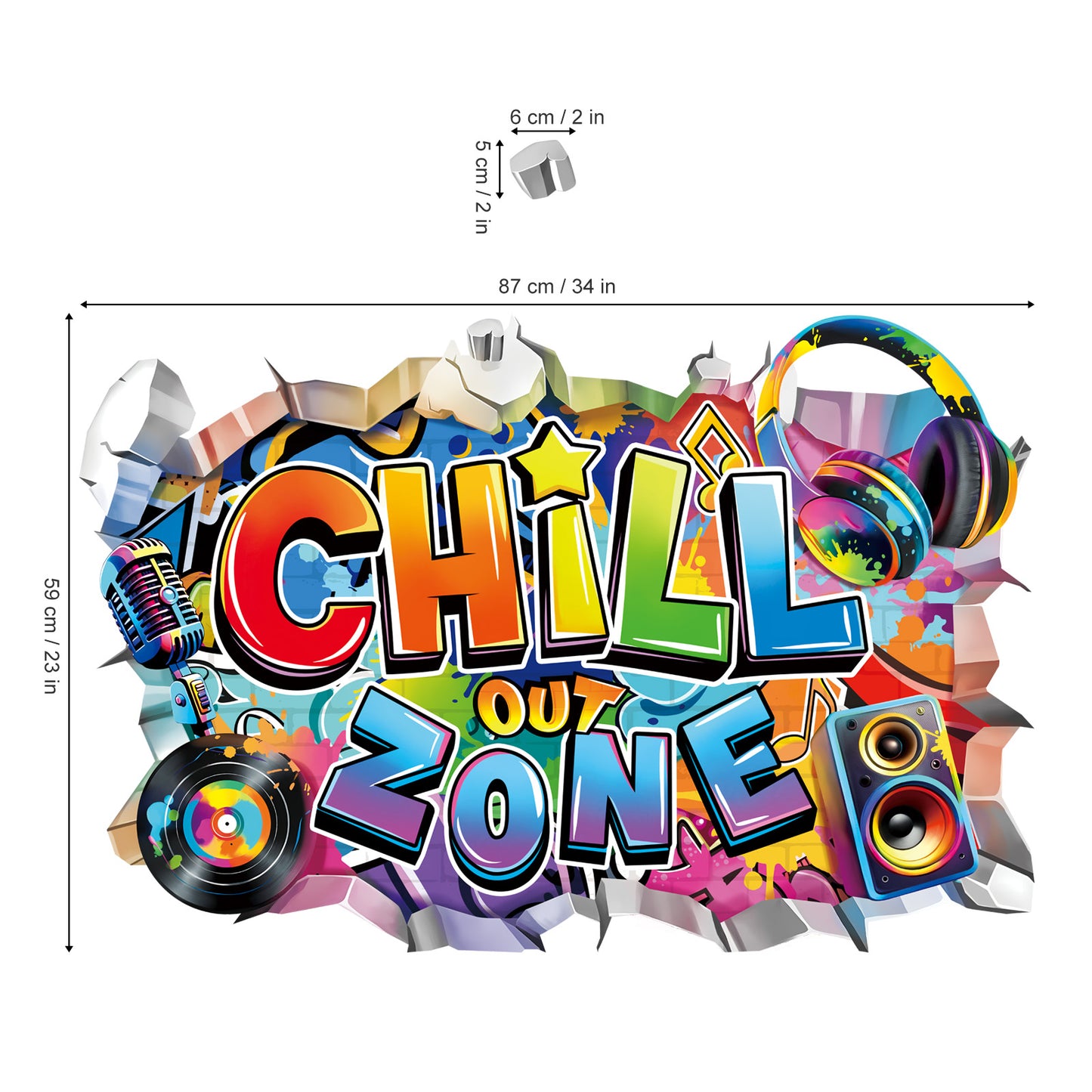 decalmile 3D Chill Out Zone Game Wall Decals Video Gaming Gamer Headset Wall Stickers