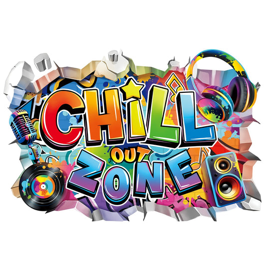 decalmile 3D Chill Out Zone Game Wall Decals Video Gaming Gamer Headset Wall Stickers