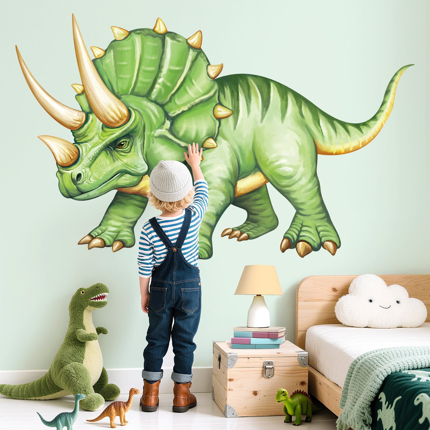 decalmile Large Dinosaurs Wall Decals Dino Tropical Triceratops Wall Stickers