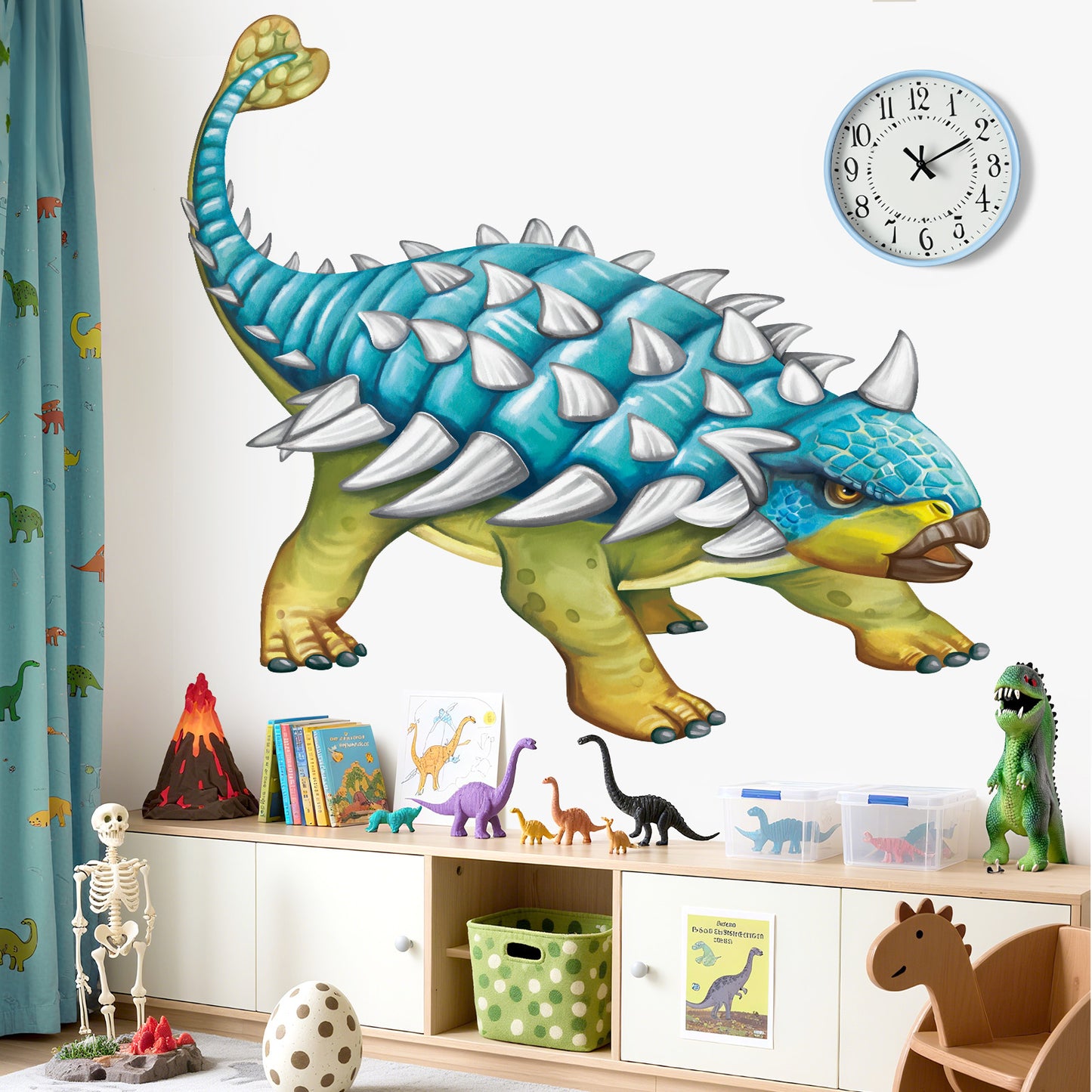 decalmile Large Dinosaurs Wall Decals Dino Ankylosaurus Wall Art Wall Stickers